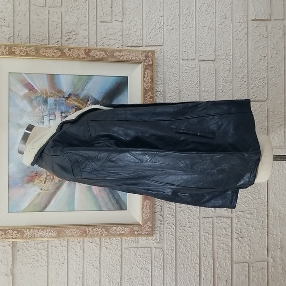 Cellini Genuine Patchwork Design Leather & Shearling Jacket - Picture 9 of 14